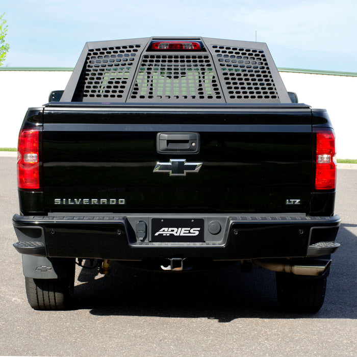 ARIES 1110110 Switchback Black Aluminum Headache Rack, Select Chevrolet Silverado, GMC Sierra for Select Chevrolet Silverado 2500 HD