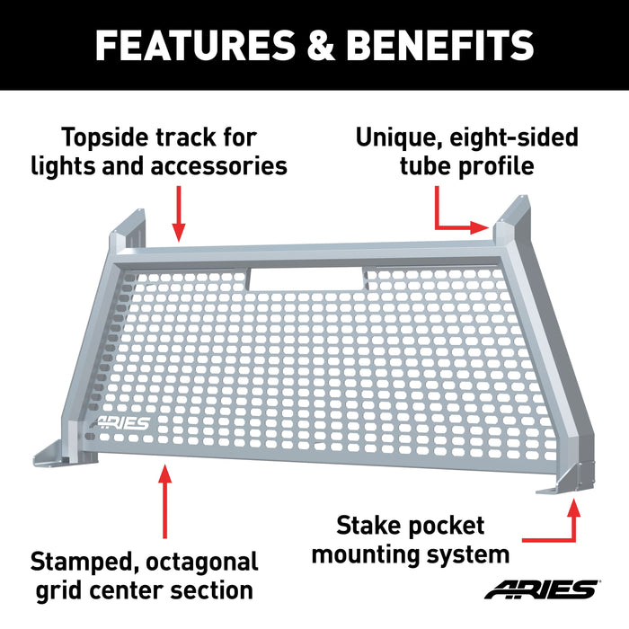ARIES 1110202 AdvantEDGE Chrome Aluminum Headache Rack, Select Ford F-150 for Select Ford F-150
