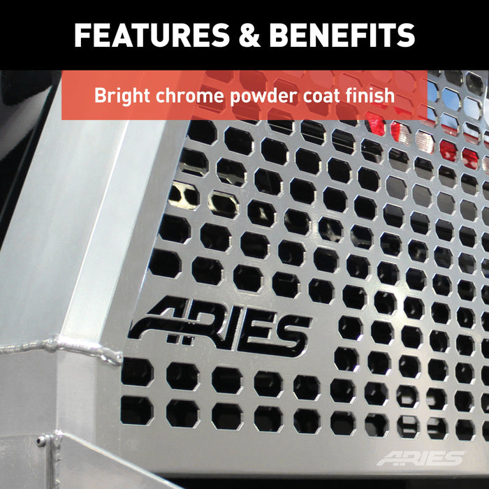 ARIES 1110205 AdvantEDGE Chrome Aluminum Headache Rack, Select Silverado, Sierra 2500, 3500 HD for Select Chevrolet Silverado 3500 HD