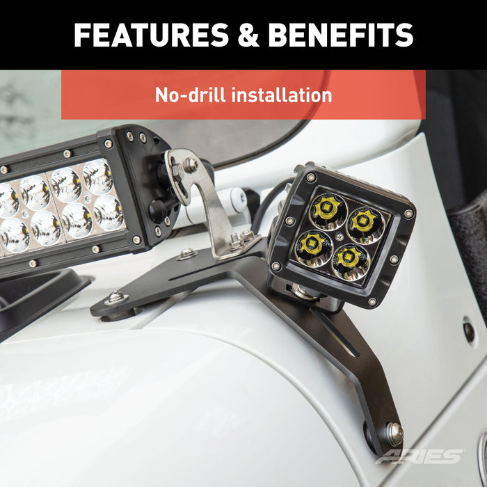ARIES 1110313 Jeep JL Windshield Light Brackets for Select Jeep Wrangler