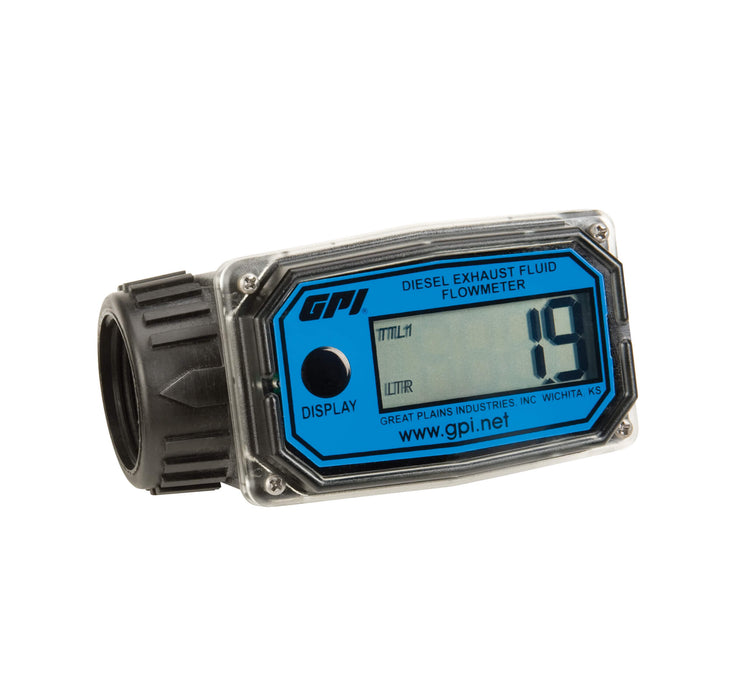 GPI 01N DEF Series inline or end-of-hose liter digital diesel exhaust meter