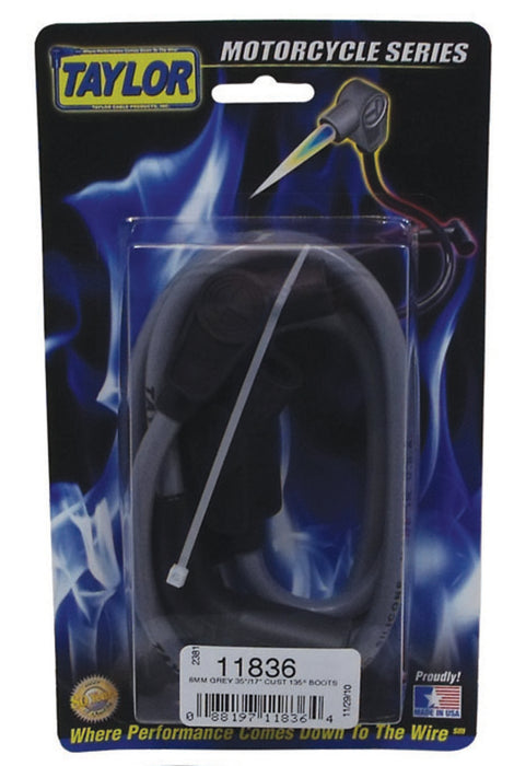 Taylor Cable 11836 8mm Spiro-Pro Motorcycle Ignition Wire Set; Custom Fit; Gray; 135 deg. Boots - Truck Part Superstore