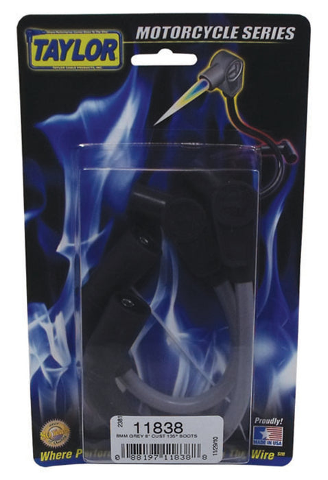 Taylor Cable 11838 8mm Spiro-Pro Motorcycle Ignition Wire Set; Custom Fit; Gray; 135 deg. Boots - Truck Part Superstore