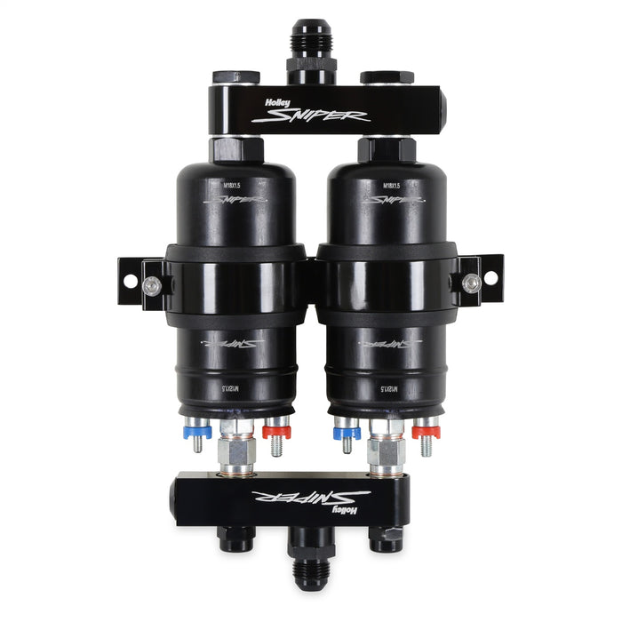 Holley 12-270 Fuel Pump; Twin Pump; Incl. Manifold Assembly/-10AN Inlet/-8AN Outlet; 3.5 GPM; - Truck Part Superstore