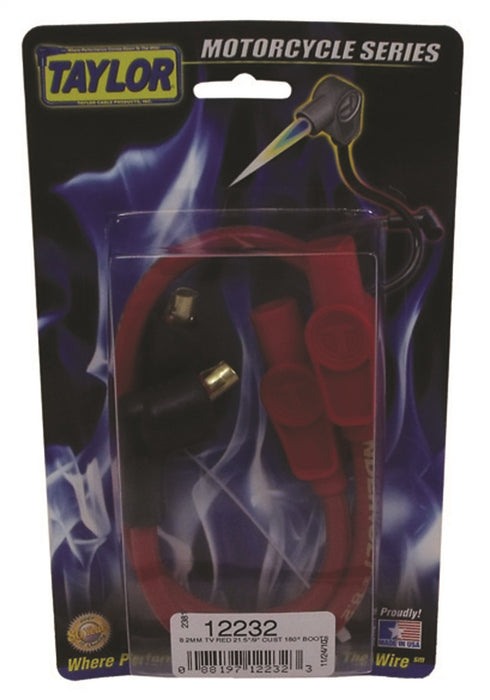Taylor Cable 12232 ThunderVolt 8.2mm Motorcycle Ignition Wire Set; Custom Fit; Red; 180 deg. Boots; - Truck Part Superstore