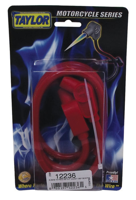Taylor Cable 12236 ThunderVolt 8.2mm Motorcycle Ignition Wire Set; Custom Fit; Red; 135 deg. Boots; - Truck Part Superstore