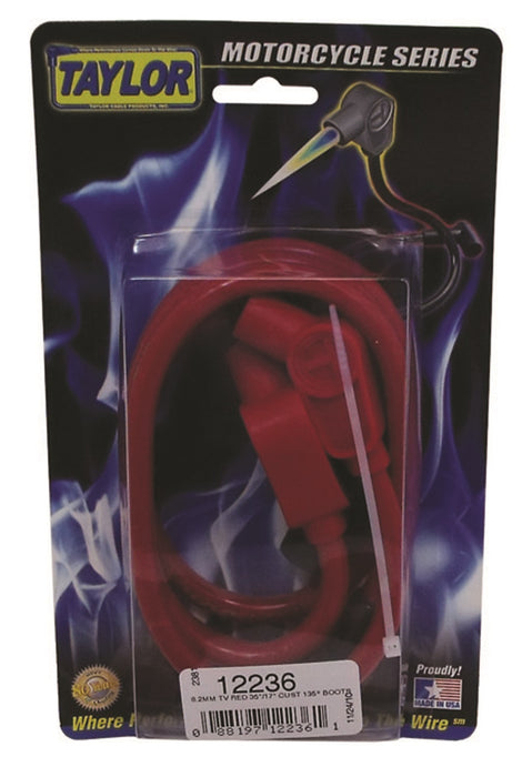 Taylor Cable 12236 ThunderVolt 8.2mm Motorcycle Ignition Wire Set; Custom Fit; Red; 135 deg. Boots; - Truck Part Superstore