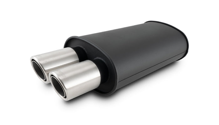 Vibrant Performance 12311 STREETPOWER FLAT BLACK Oval Muffler with Dual 304SS Brushed Tips - Truck Part Superstore