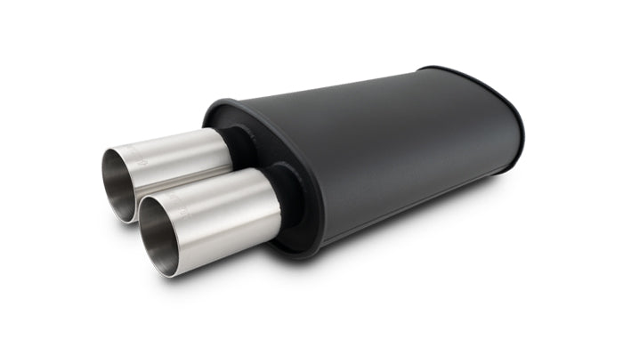 Vibrant Performance 12320 STREETPOWER FLAT BLACK Oval Muffler with Dual 304SS Brushed Tips - Truck Part Superstore