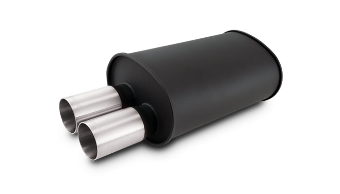 Vibrant Performance 12326 STREETPOWER FLAT BLACK Oval Muffler with Dual 304SS Brushed Tips - Truck Part Superstore