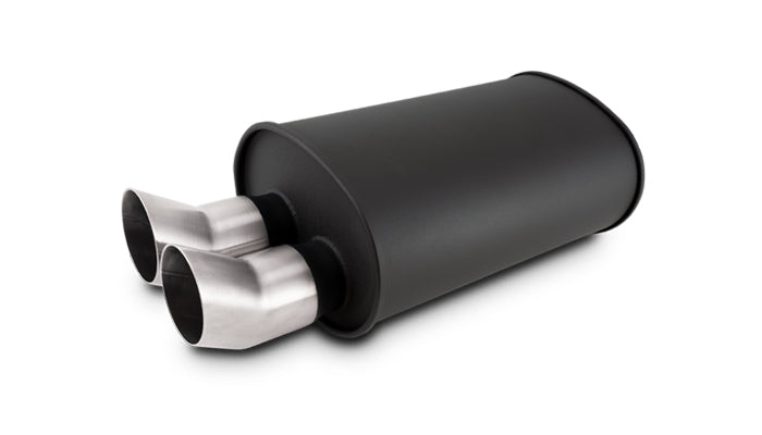 Vibrant Performance 12335 STREETPOWER FLAT BLACK Oval Muffler with Dual 304SS Brushed Tips - Truck Part Superstore