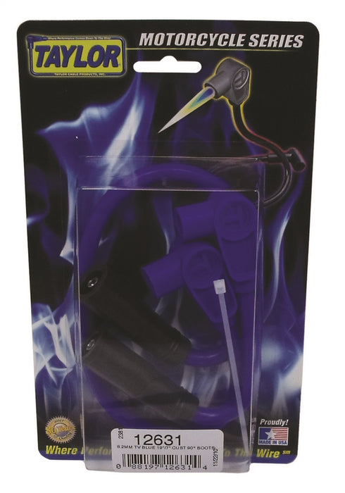 Taylor Cable 12631 ThunderVolt 8.2mm Motorcycle Ignition Wire Set; Custom Fit; Blue; 90 deg. Boots; - Truck Part Superstore