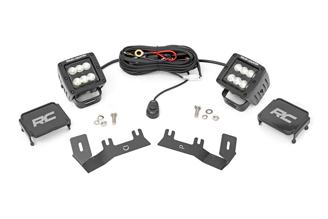 Rough Country 71053 LED Ditch Light Kit - 2in Black Pair - Flood - Chevy/GMC 1500 (14-18) - Truck Part Superstore