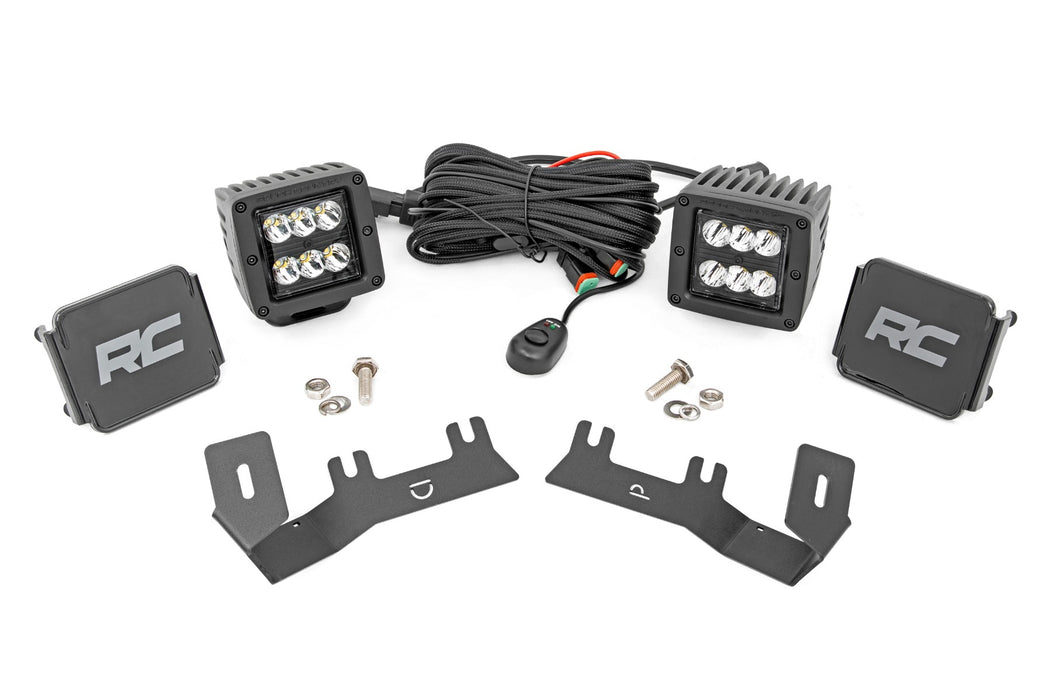 Rough Country 71052 LED Ditch Light Kit - 2in Black Pair - Spot - Chevy/GMC 1500 (14-18) - Truck Part Superstore