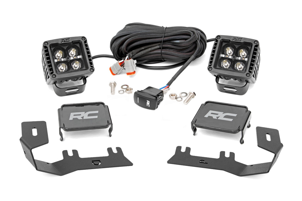 Rough Country 71055 LED Ditch Light Kit - 2in Black Pair - Amber DRL - Chevy/GMC 1500 (14-18) - Truck Part Superstore