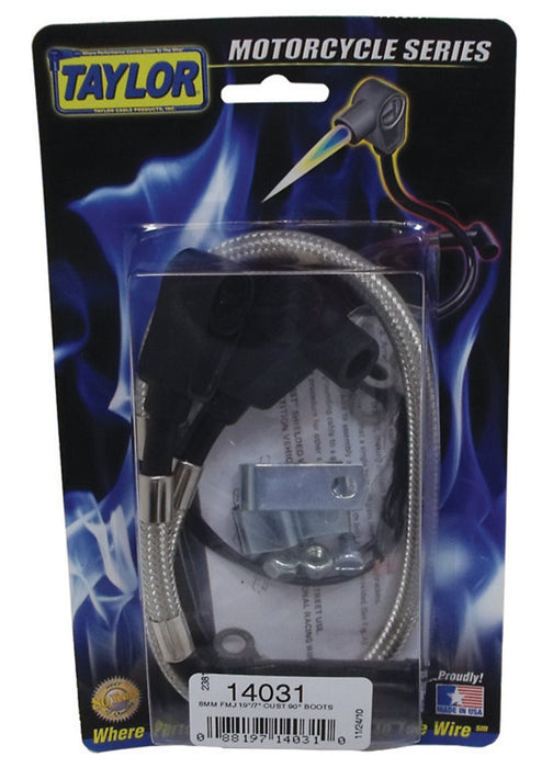 Taylor Cable 14031 8mm Full Metal Jacket Motorcycle Ignition Wire Set; Custom Fit; 90 deg. Boots; - Truck Part Superstore