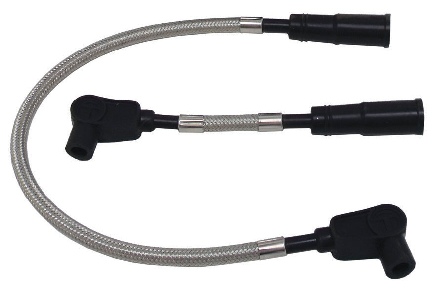 Taylor Cable 14031 8mm Full Metal Jacket Motorcycle Ignition Wire Set; Custom Fit; 90 deg. Boots; - Truck Part Superstore