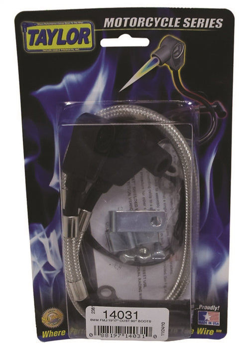 Taylor Cable 14031 8mm Full Metal Jacket Motorcycle Ignition Wire Set; Custom Fit; 90 deg. Boots; - Truck Part Superstore