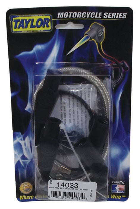 Taylor Cable 14033 8mm Full Metal Jacket Motorcycle Ignition Wire Set - Truck Part Superstore