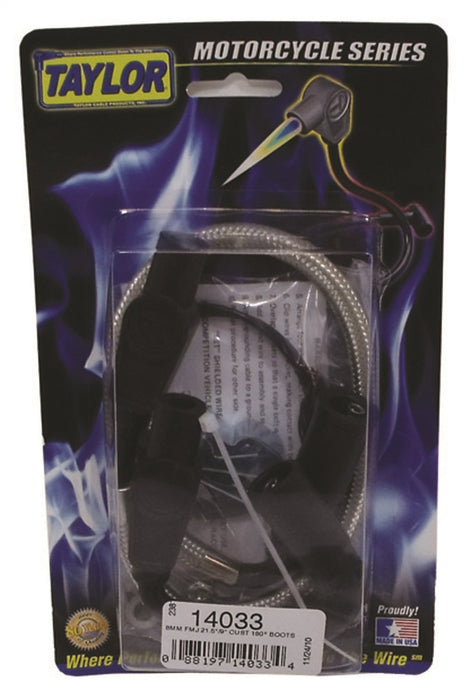 Taylor Cable 14033 8mm Full Metal Jacket Motorcycle Ignition Wire Set - Truck Part Superstore