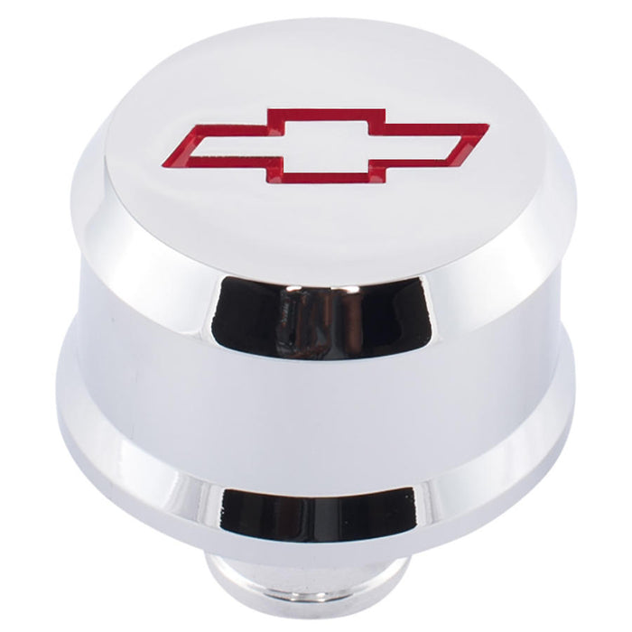 ProForm 141-853 Slant-Edge Aluminum Push-In Air Breather Cap Chrome Finish Recessed Red Bowtie Emblem Proform - Truck Part Superstore
