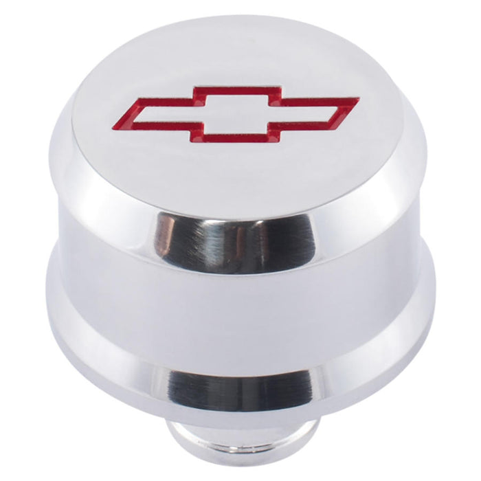 ProForm 141-855 Slant-Edge Aluminum Push-In Air Breather Cap Polished Finish Recessed Red Bowtie Emblem Proform - Truck Part Superstore