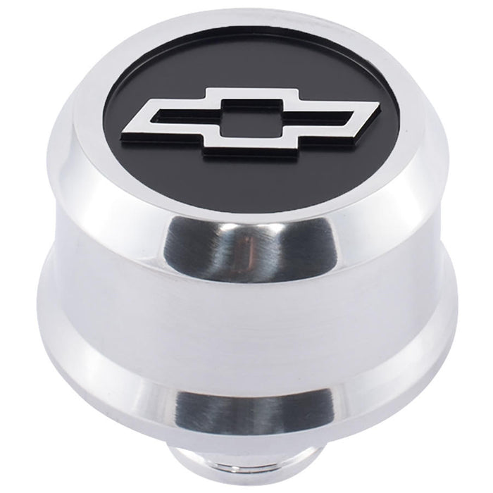 ProForm 141-857 Slant-Edge Aluminum Push-In Air Breather Cap Polished Finish Blackfield Bowtie Emblem Proform - Truck Part Superstore