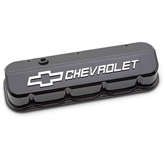 Proform 141-868 Engine Valve Covers; Tall; Die-Cast; BB Chevy; Liquid Black w/ Raised Chevy Logo - Truck Part Superstore