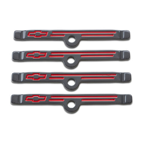Chevrolet Performance Parts 141-885 Engine Valve Cover Holdown Clamps Shark Gray w/Bowtie Emblem SBC Gen 1 Set of 4 Proform - Truck Part Superstore