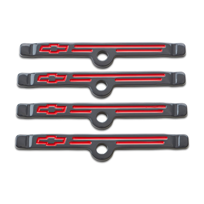 Chevrolet Performance Parts 141-885 Engine Valve Cover Holdown Clamps Shark Gray w/Bowtie Emblem SBC Gen 1 Set of 4 Proform - Truck Part Superstore