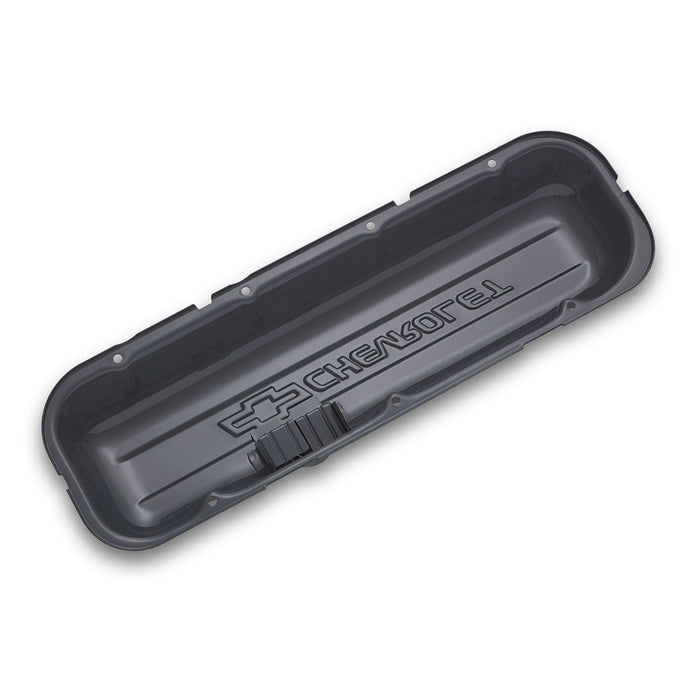 Proform 141-888 Engine Valve Covers; Stamped Steel; Tall; Shark Gray; w/ Bowtie Logo; BB Chevy - Truck Part Superstore