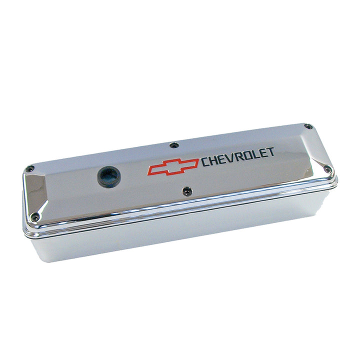 Proform 141-912 Engine Valve Covers; 2-Piece Tall Style; Die Cast; Chrome w/Bowtie Logo;SB Chevy - Truck Part Superstore