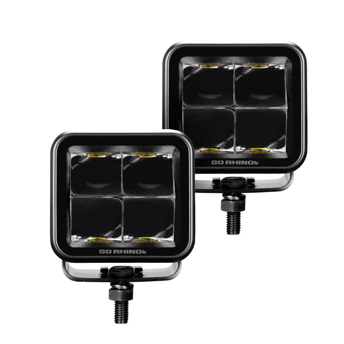 Go Rhino 750200321SCS Blackout Series Lights - Pair of 2x2 Cube Spot Light Kit - Truck Part Superstore