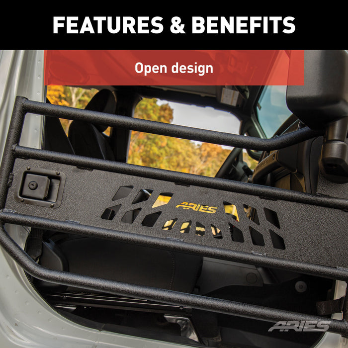 ARIES 1500200 Jeep Wrangler JL, Gladiator Aluminum Front Tube Doors for Select Jeep Wrangler