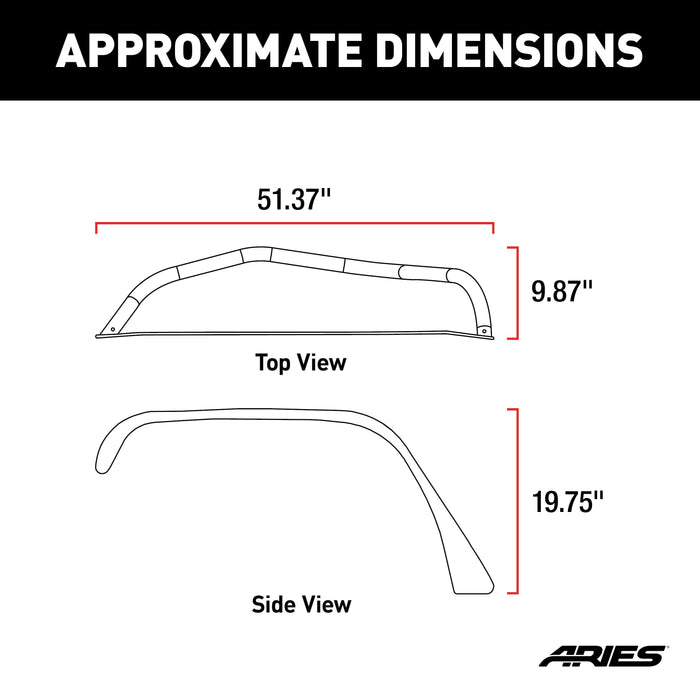 ARIES 1500201 Jeep Wrangler JK Black Aluminum Front Fender Flares for Select Jeep Wrangler