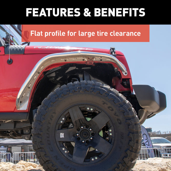 ARIES 1500202 Jeep Wrangler JK Raw Aluminum Front Fender Flares for Select Jeep Wrangler