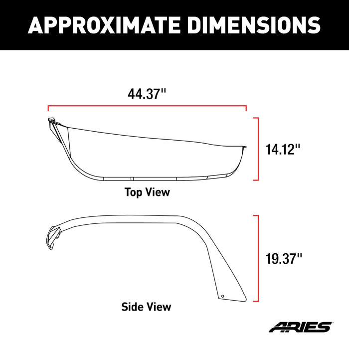 ARIES 1500213 Smooth Carbide Black Aluminum Front Jeep Gladiator JT & Wrangler JL Fender Flares for Off-Road-Style Wheels for Select Jeep Wrangler