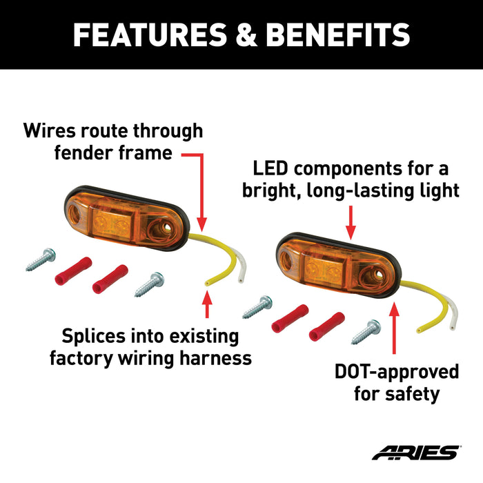 ARIES 1500240 Jeep Fender Flare LED Side Markers for Select Jeep Wrangler