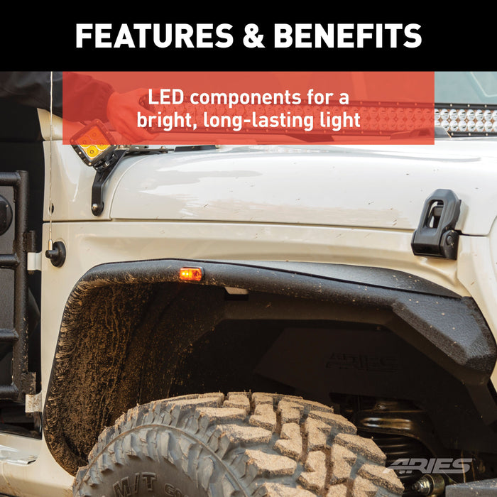 ARIES 1500240 Jeep Fender Flare LED Side Markers for Select Jeep Wrangler