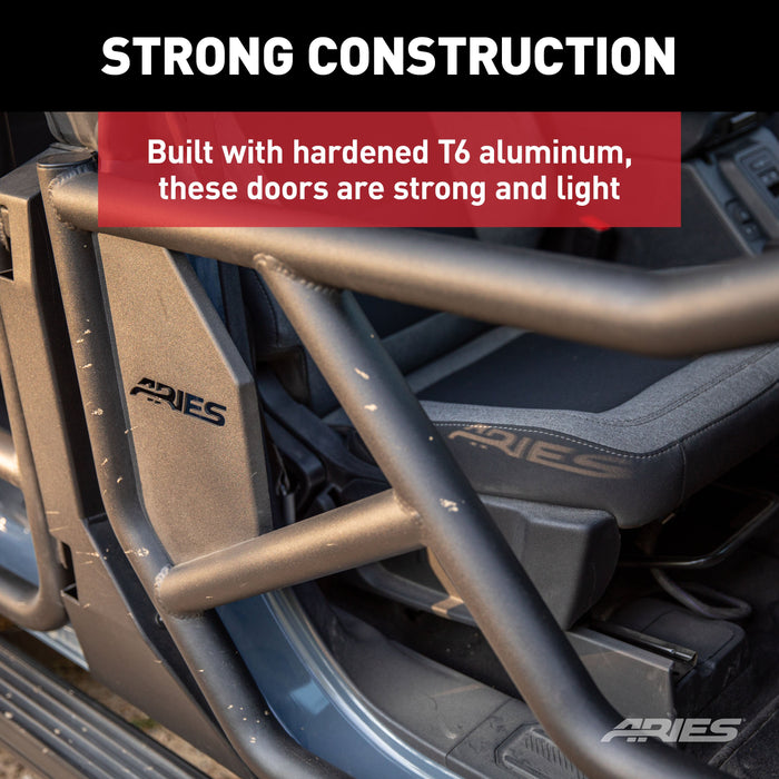 ARIES 1500250 Front Black Aluminum Tube Doors for Ford Bronco 4-Door for Select Ford Bronco