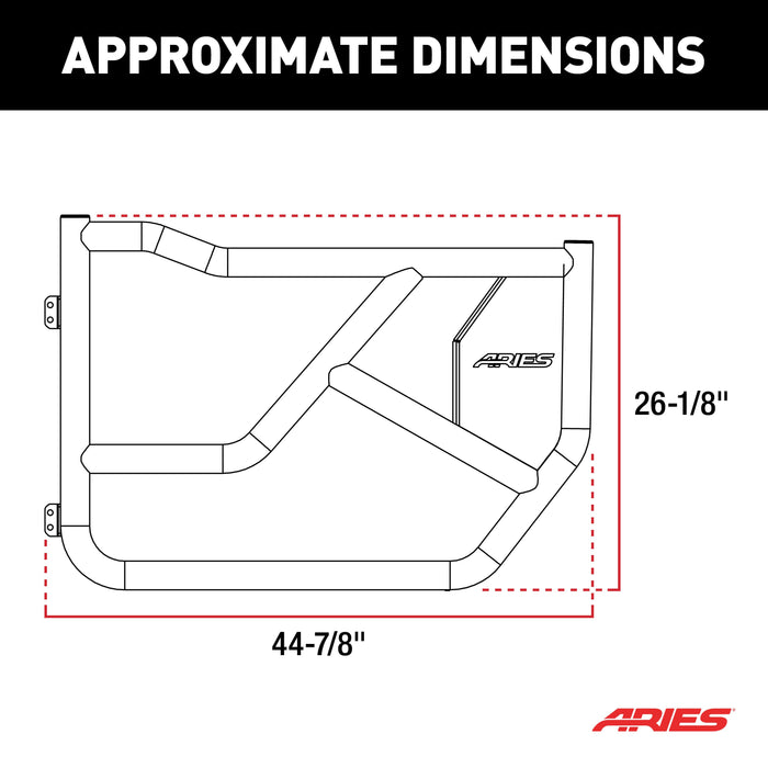ARIES 1500255 Front Black Aluminum Tube Doors for Ford Bronco 2-Door for Select Ford Bronco
