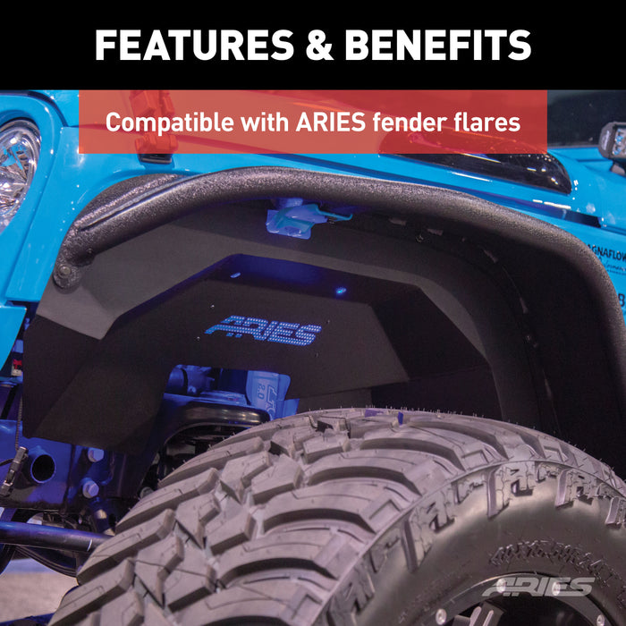 ARIES 1500350 Jeep Wrangler JK Aluminum Front Inner Fender Liners for Select Jeep Wrangler