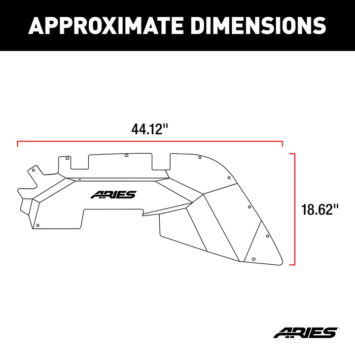 ARIES 1500550 Jeep Wrangler JL Aluminum Front Inner Fender Liners for Select Jeep Wrangler