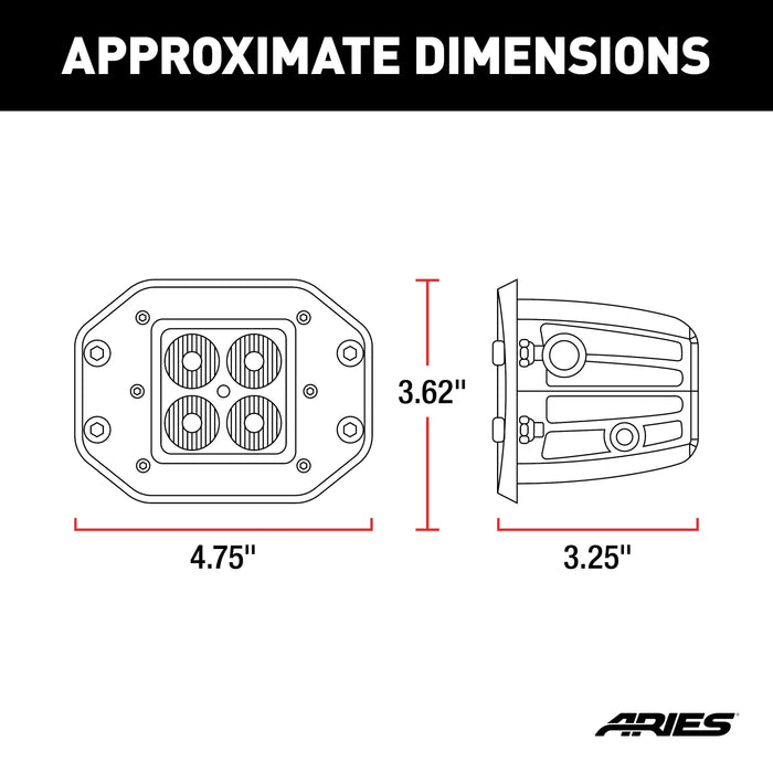 ARIES 1501250 2" Square Flush-Mount LED Lights (2,200 Lumens)