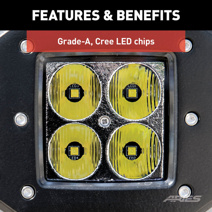 ARIES 1501250 2" Square Flush-Mount LED Lights (2,200 Lumens)
