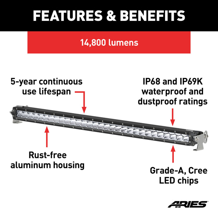 ARIES 1501264 30" Single-Row LED Light Bar (14,800 Lumens)