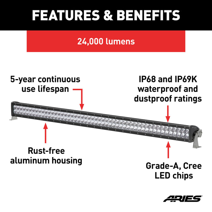 ARIES 1501278 50" Double-Row LED Light Bar (24,000 Lumens)