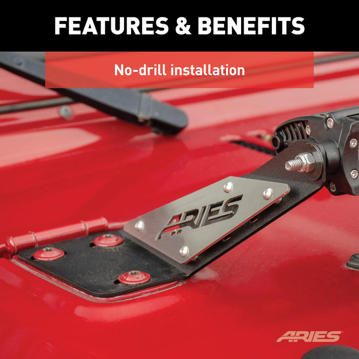 ARIES 1501302 Jeep TJ Hood Light and Brackets for Select Jeep Wrangler