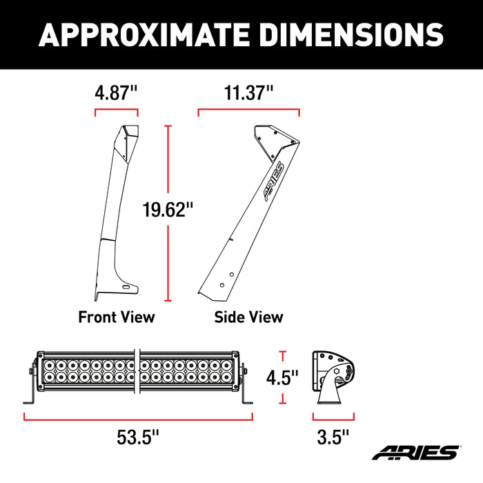 ARIES 1501303 Jeep TJ Roof Light and Brackets for Select Jeep Wrangler
