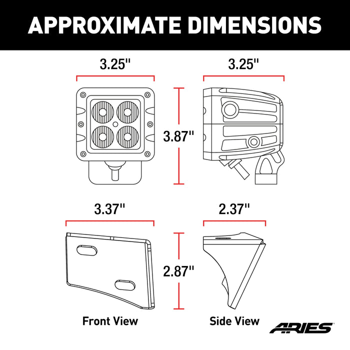 ARIES 1501304 Jeep JK Windshield Lights and Brackets for Select Jeep Wrangler